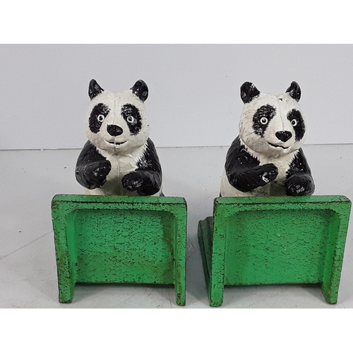 345 - Pr of cast metal panda bookends