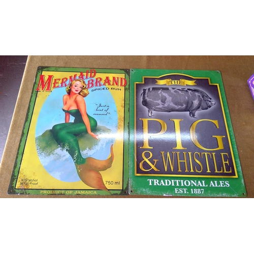 90 - 2 small tin novelty advertising signs, 40 x 30cms