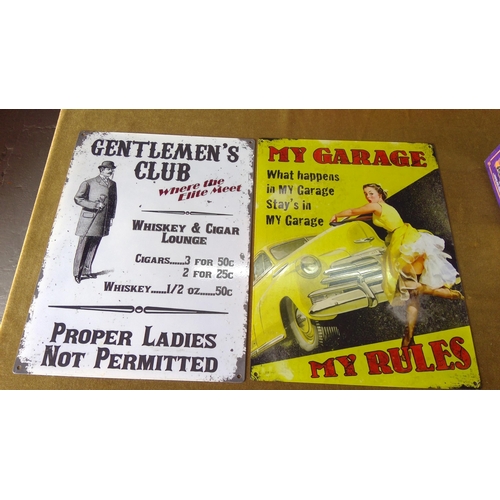 91 - 2 small tin novelty advertising signs, 40 x 30cms
