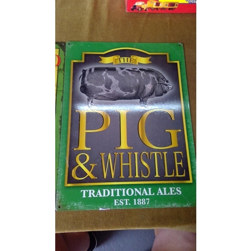 90 - 2 small tin novelty advertising signs, 40 x 30cms