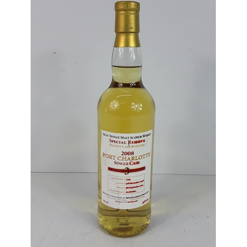 19 - Bottle of Port Charlotte Special Reserve 3 year old private cask bottling 2008 Islay Single Malt Sco... 
