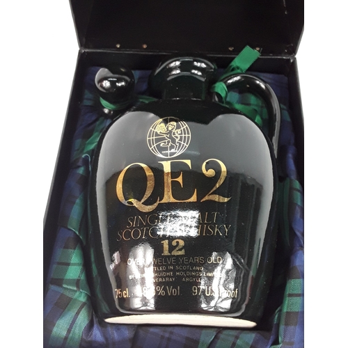 21 - QE2 ceramic bottle of 12 year old Single malt Scotch Whisky, 48.6%, 75cl, 1980's