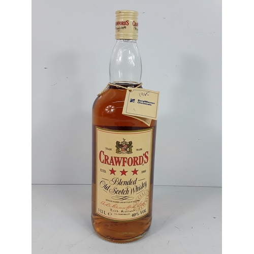 37 - Bottle of Crawford's Three Stars Blended Old Scotch Whisky, 1.13 litres, 40%, 1980's