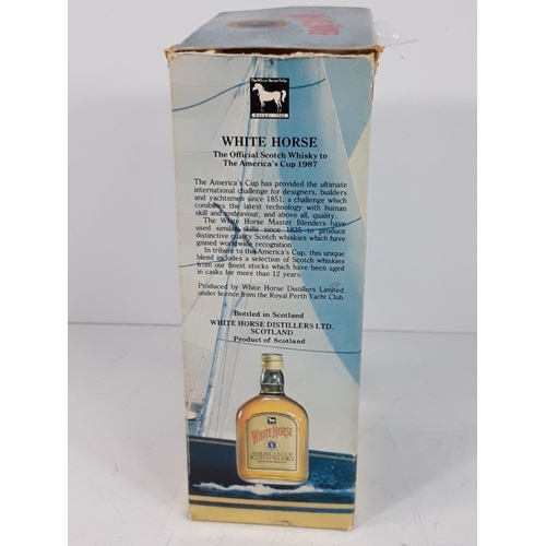 44 - Boxed bottle of America's Cup White Horse Whisky, 75cl, 43%, 1980's