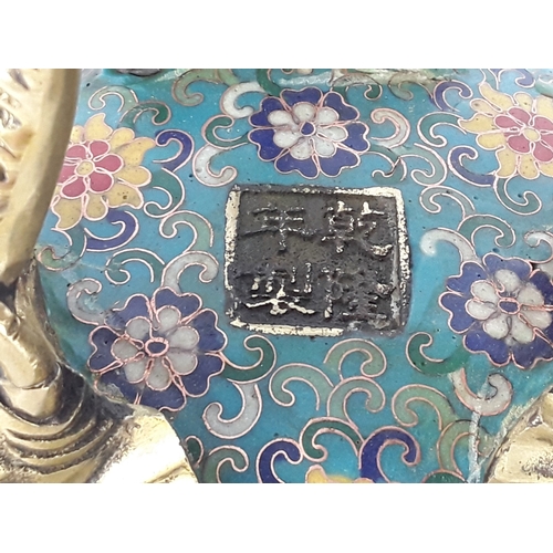 57 - Chinese Mid-Century cloisonne bronze censor, 30 x 30cms