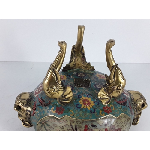 57 - Chinese Mid-Century cloisonne bronze censor, 30 x 30cms
