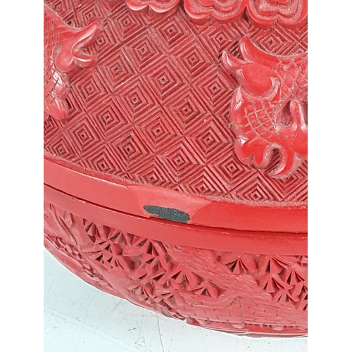 58 - Chinese cinnabar triple gourd vase, 31 x 20cms