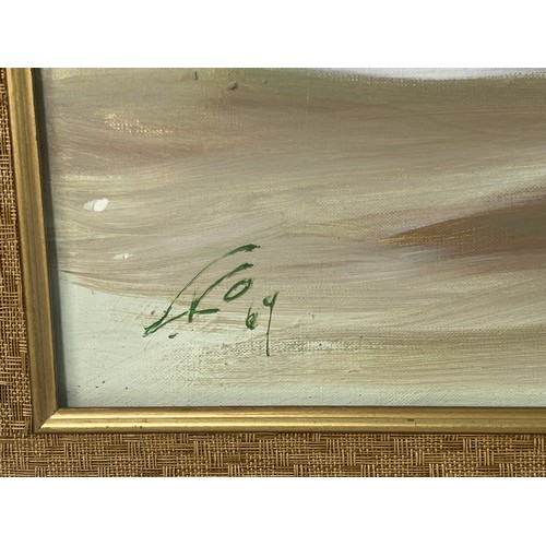 146 - Large oil on canvas of a nude lady signed and dated 69, 114 x 63cms