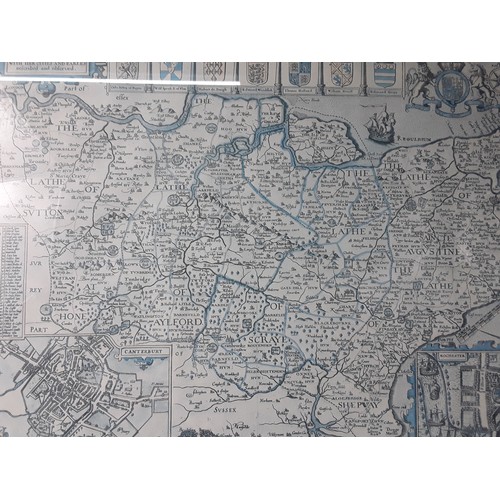 147 - Framed map of Kent, 63 x 47cms