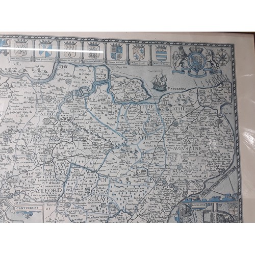 147 - Framed map of Kent, 63 x 47cms