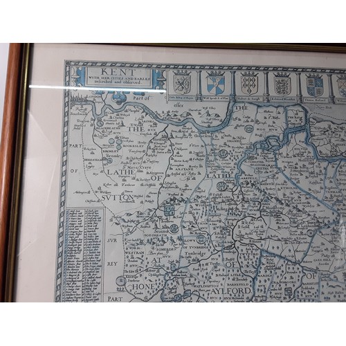 147 - Framed map of Kent, 63 x 47cms