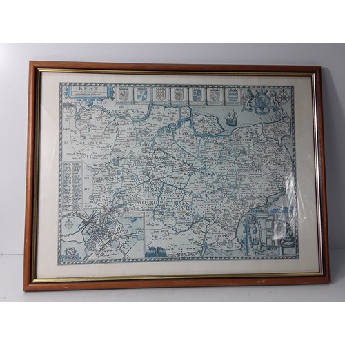 147 - Framed map of Kent, 63 x 47cms