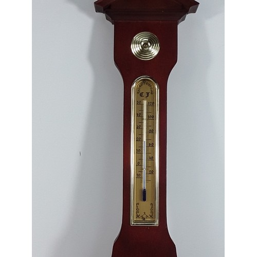 134 - Shooting stick, walking stick and a wooden cased banjo barometer