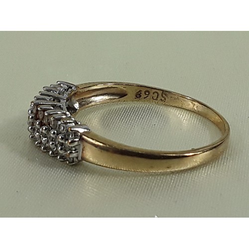 161 - 9ct gold diamond 1/2 Hoop ring, Size R