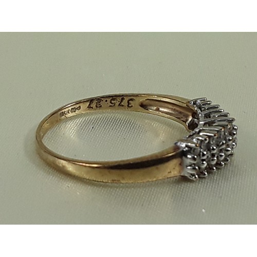 161 - 9ct gold diamond 1/2 Hoop ring, Size R
