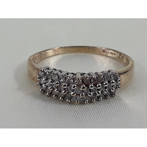161 - 9ct gold diamond 1/2 Hoop ring, Size R