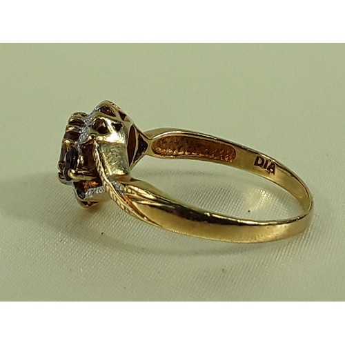 163 - 9ct gold garnet and diamond ring - Size O