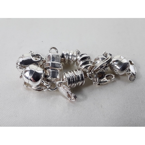 166 - Silver magnetic necklace clasps & Glass squirrell