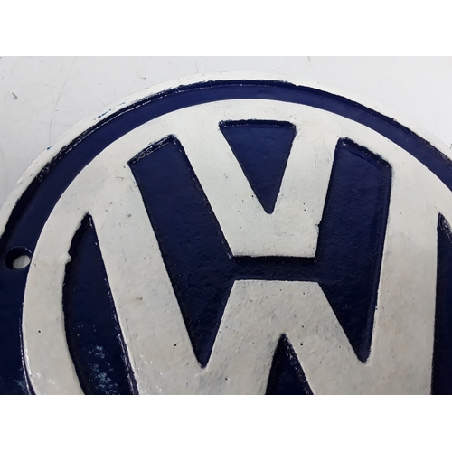 44 - Cast metal VW advertising sign, 24cms in diameter