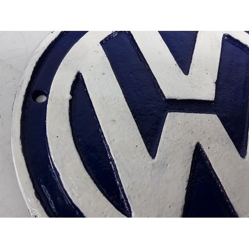 44 - Cast metal VW advertising sign, 24cms in diameter