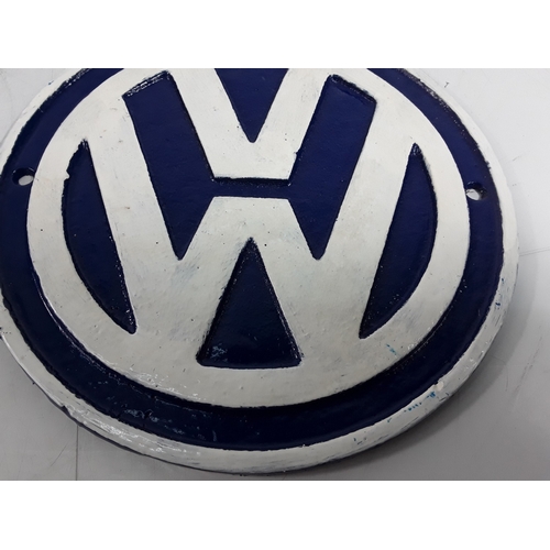 44 - Cast metal VW advertising sign, 24cms in diameter