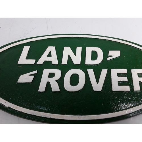 31 - Cast metal Land Rover advertising sign, 35 x 18cms