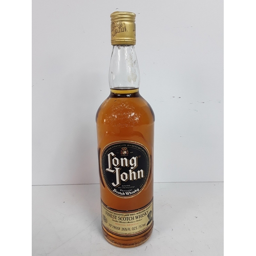 15 - Tubed bottle of Bowmore Legend, 70cl, 40% and a bottle of Long John, 26 2/3 fl.oz, 70 proof