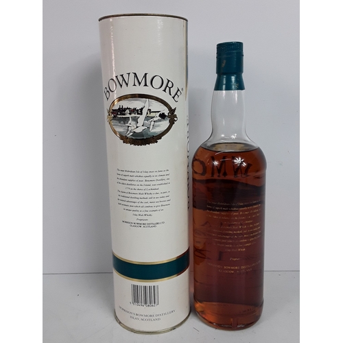 20 - Tubed litre bottle of Bowmore Screen Printed Label, 12 years old, 43%, 1980's