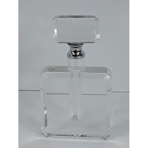 42 - Small glass scent bottle in the style of Chanel, 15 x 9 x 3cms