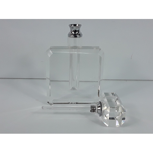 42 - Small glass scent bottle in the style of Chanel, 15 x 9 x 3cms