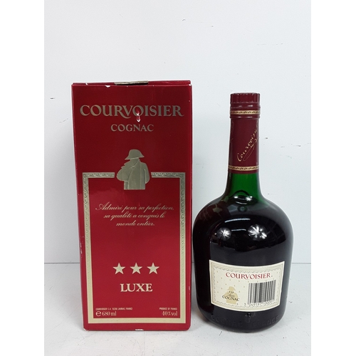 81 - Boxed bottle of Courvoisier Three Stars Luxe Cognac, 680ml, 40%, 1980's