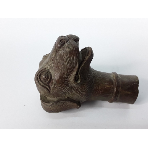 44 - Bronze walking stick top in the form of a dog