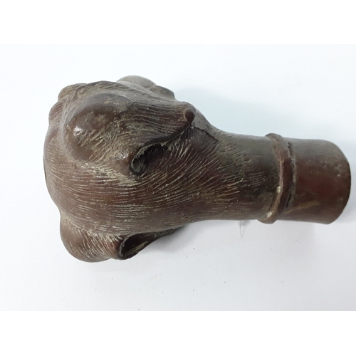 44 - Bronze walking stick top in the form of a dog
