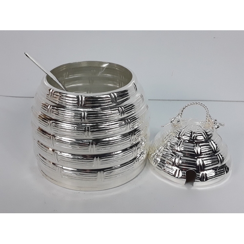 52 - Plated honey pot in the form of a beehive
