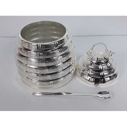 52 - Plated honey pot in the form of a beehive