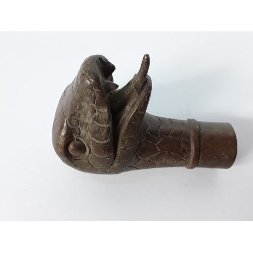 54 - Bronze walking stick top in the form of a snake