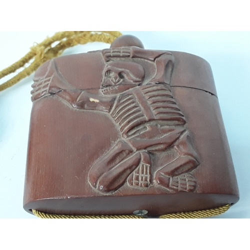 45 - Carved wooden inro and netsuke