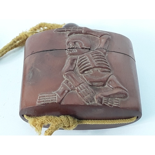 45 - Carved wooden inro and netsuke