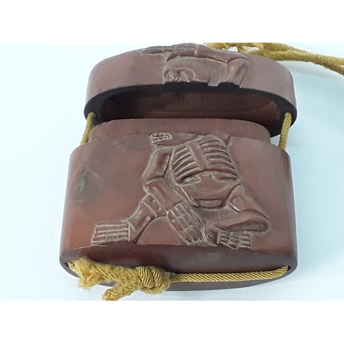 45 - Carved wooden inro and netsuke