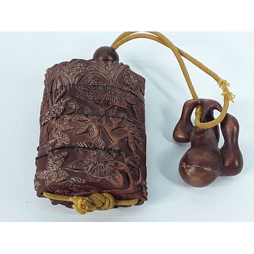 59 - Carved wooden inro and netsuke
