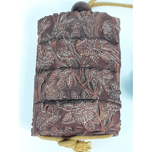 59 - Carved wooden inro and netsuke