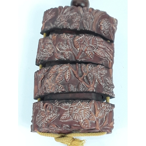 59 - Carved wooden inro and netsuke