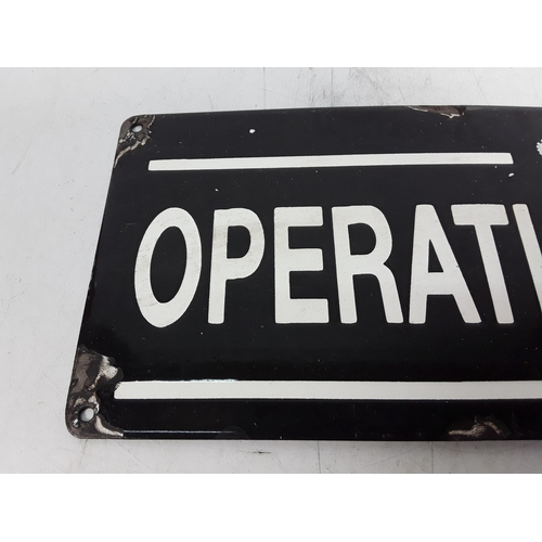 Enamelled 'Operations Room' sign, 46 x 17cms
