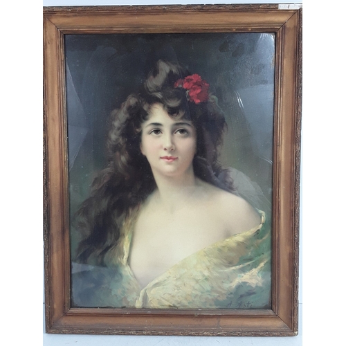 136 - Map, portrait of a lady and a New York scene on mirrored frame, largest being 102 x 41cms