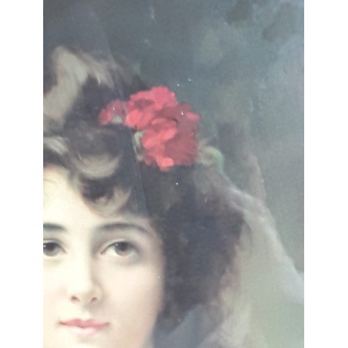 136 - Map, portrait of a lady and a New York scene on mirrored frame, largest being 102 x 41cms