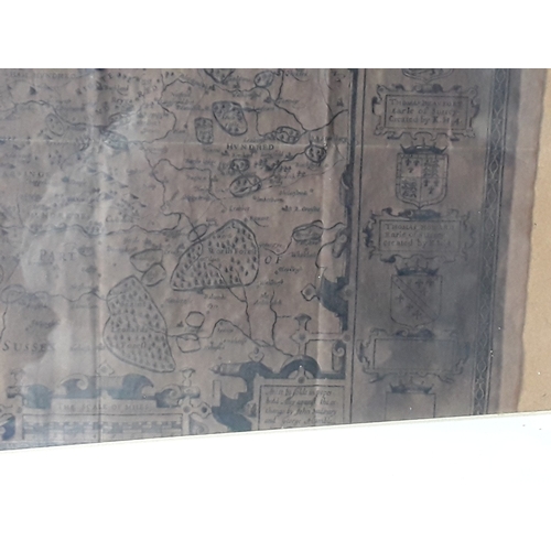 136 - Map, portrait of a lady and a New York scene on mirrored frame, largest being 102 x 41cms