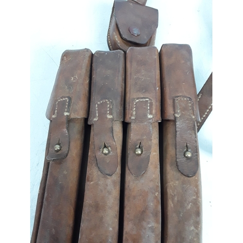 131 - Leather M56 magazine pouch with four magazines