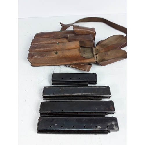 131 - Leather M56 magazine pouch with four magazines