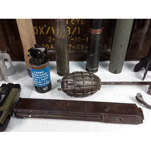 134 - Vintage ammunition box containing various grenades, mortars etc