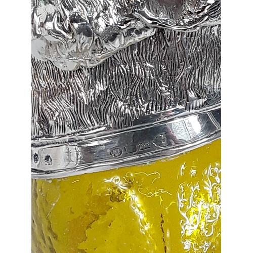 67 - Plated and glass claret jug in the form of a bear
